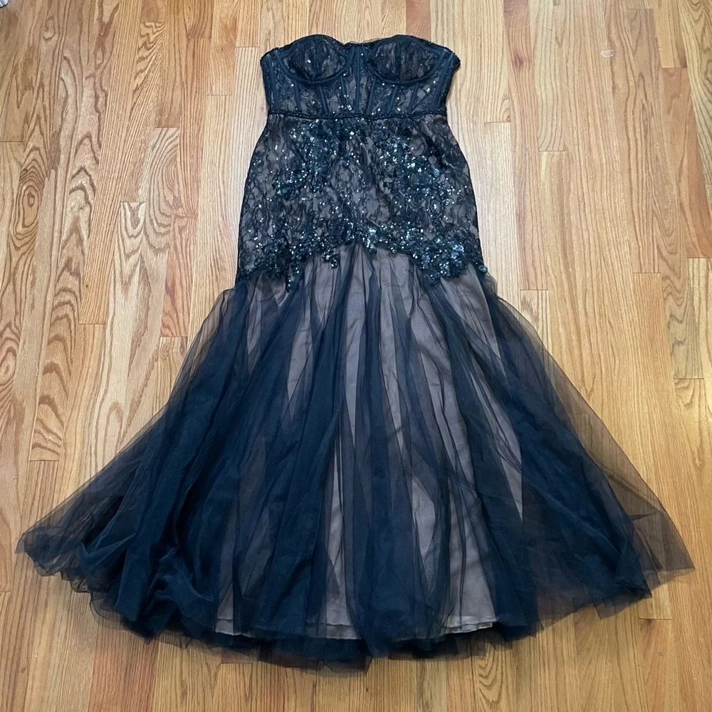 DAVID'S BRIDAL Galina Signature Strapless Corset Gown Tulle Dress #WBM3095 Prom - Picture 10 of 16